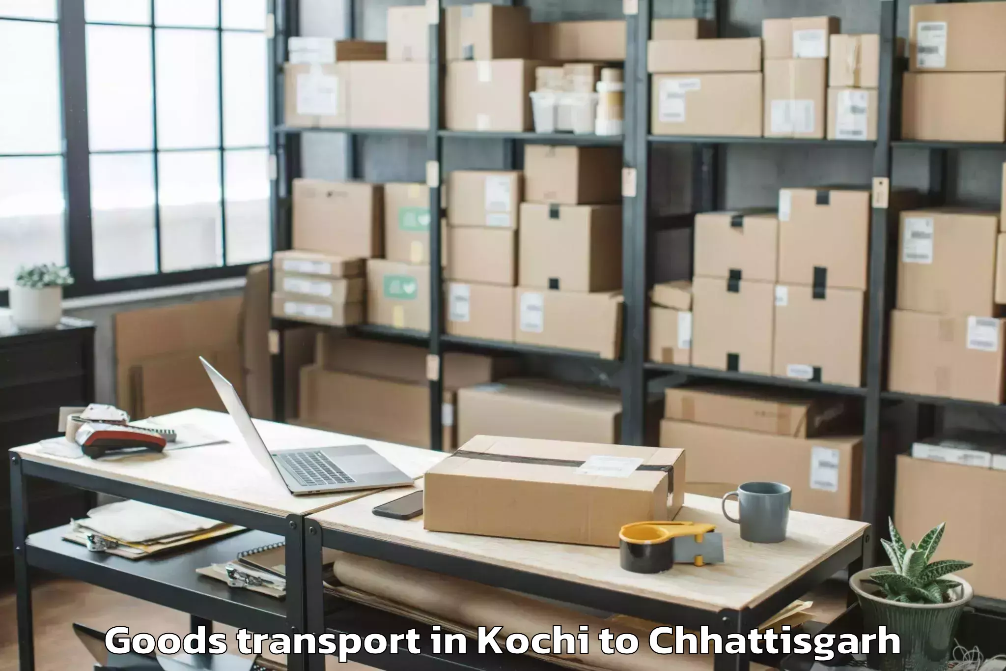 Reliable Kochi to Khairagarh Goods Transport